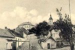 Osvětimany v letech 1916 - pohled na kostel z návsi